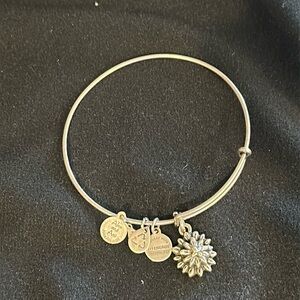 Alex and Ani Silver-toned Water Lily Bangle Bracelet